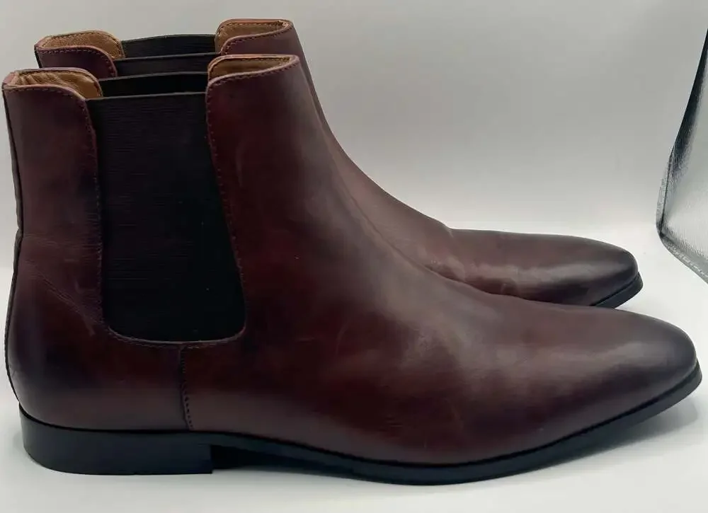 Express Men's Burgundy Leather Chelsea Boots